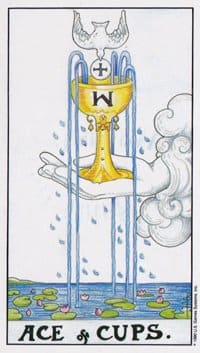 Ace of Cups (Upright), Suit of Cups, Tarot Card Meanings.